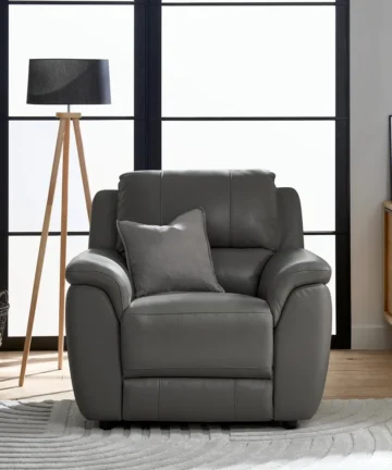 THEO Electric Recliner Armchair Elephant Grey Leather
