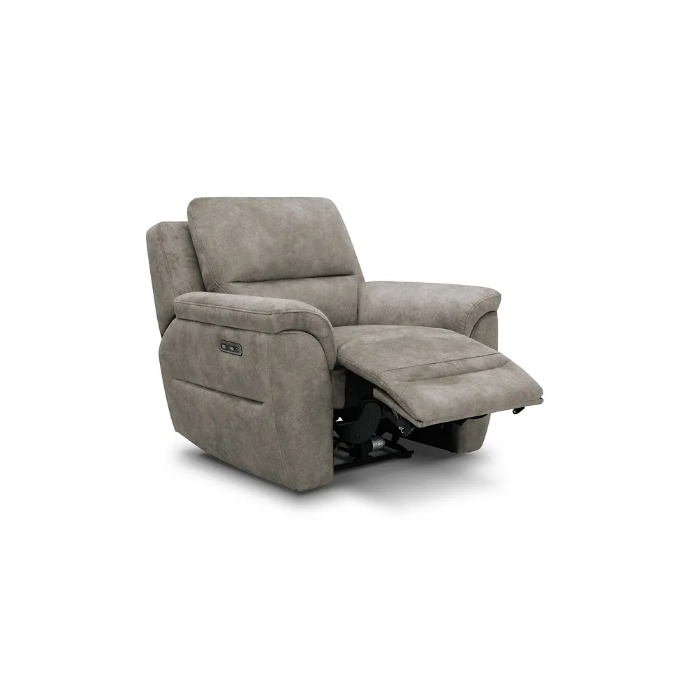 THEO Electric Recliner Armchair Marble Mink Fabric - Image 3