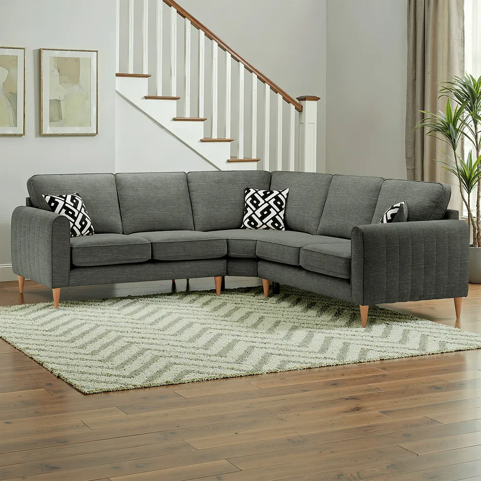 THORNLEY Large corner sofa Forest Green Fabric