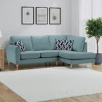 THORNLEY Left hand corner chaise sofa Teal Fabric