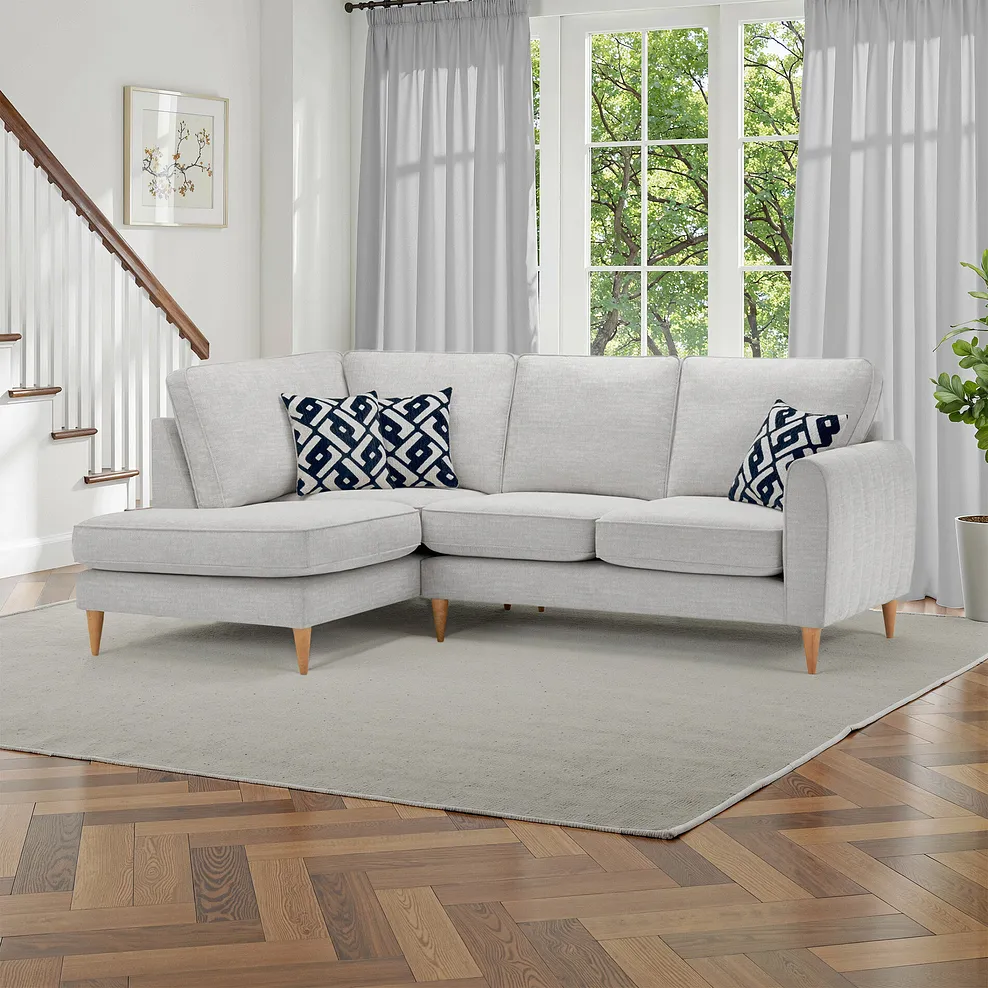 THORNLEY Right hand corner chaise sofa Ice Fabric