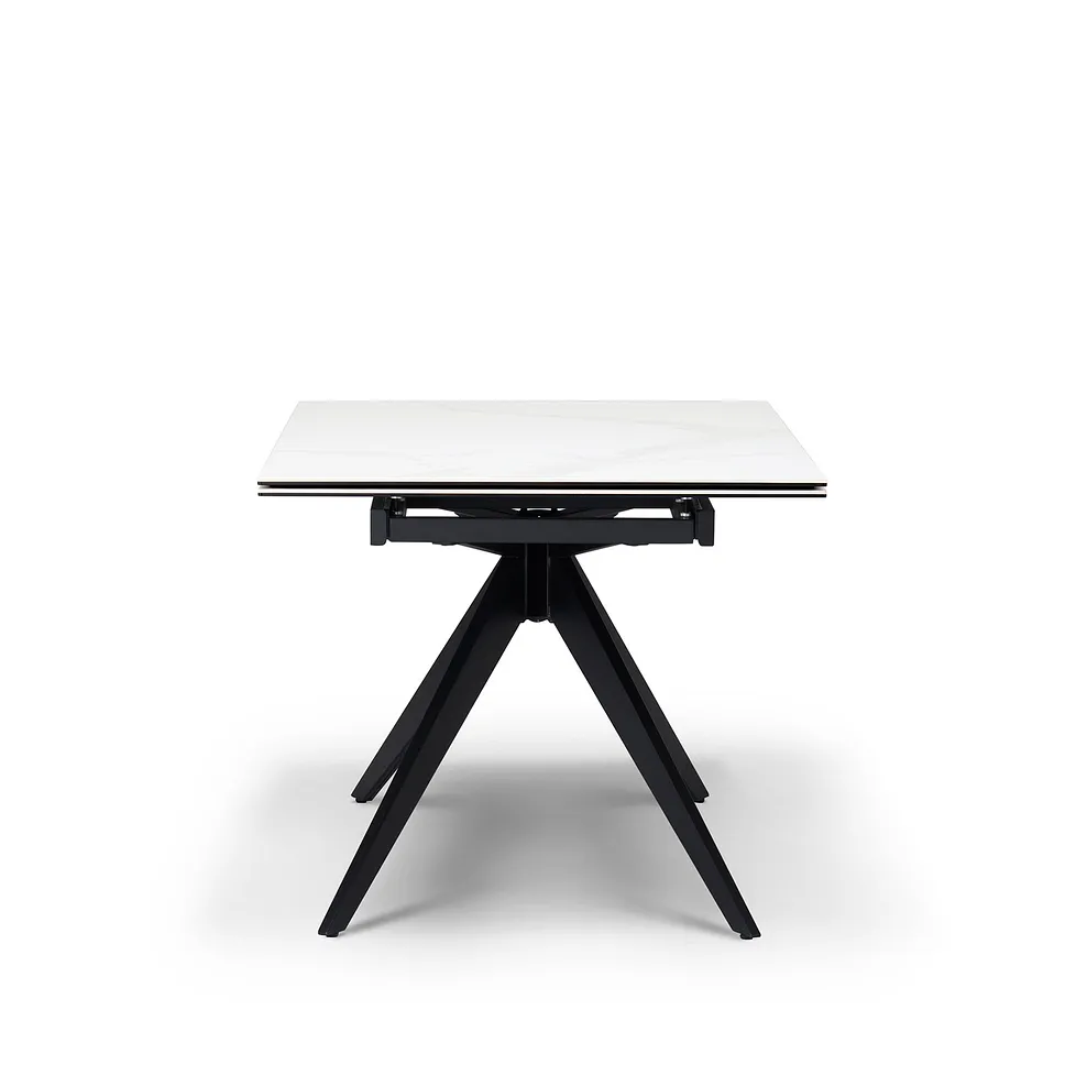 TRENTO 6-8 Seater Extendable Dining Table White Ceramic and Black Metal - Image 7