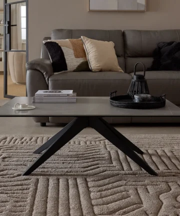 TRENTO Coffee Table Grey Ceramic and Black Metal