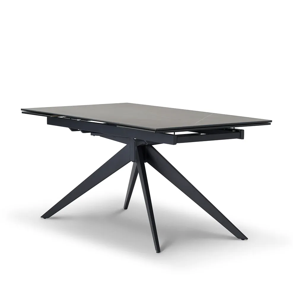 TRENTO Extending Dining Table with 1 Bench and 4 Chairs Grey Ceramic
