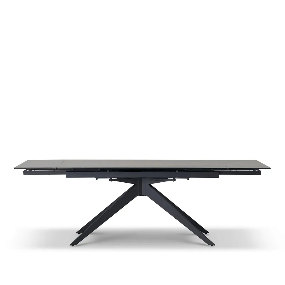 TRENTO Extending Dining Table with 4 Chairs Grey Ceramic - Image 5