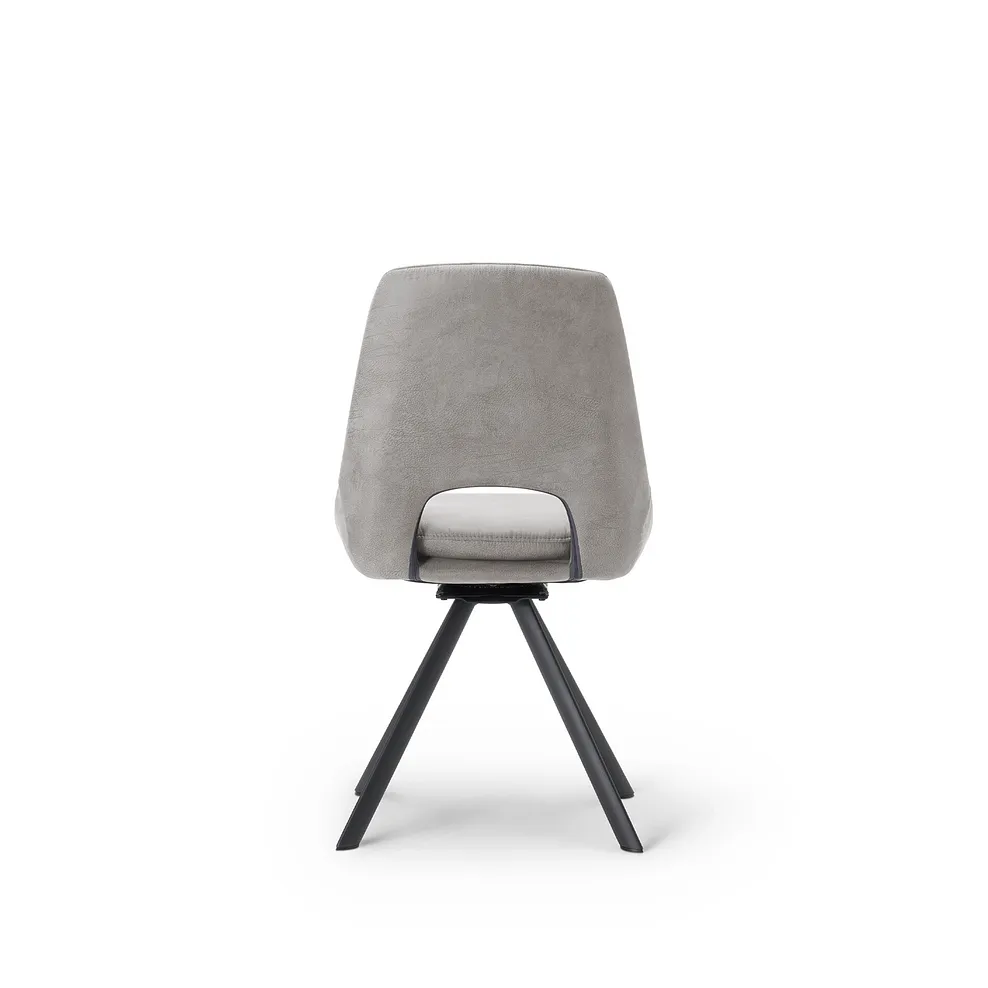 TRENTO Extending Dining Table with 4 Chairs Grey Ceramic - Image 11