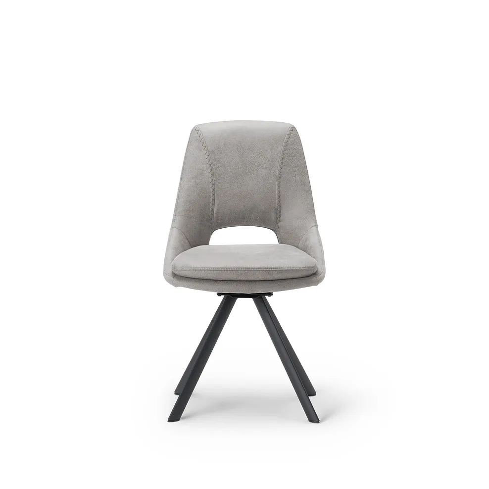 TRENTO Extending Dining Table with 4 Chairs Grey Ceramic - Image 12