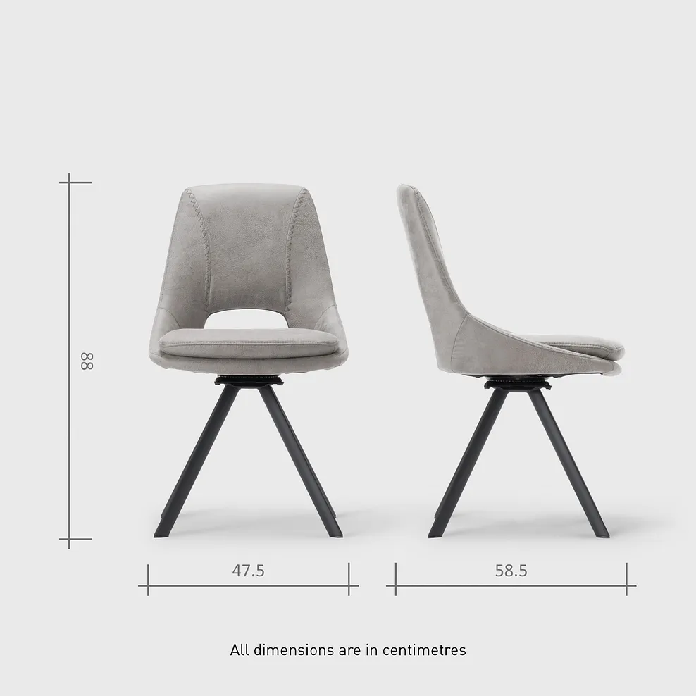 TRENTO Extending Dining Table with 4 Chairs Grey Ceramic - Image 15