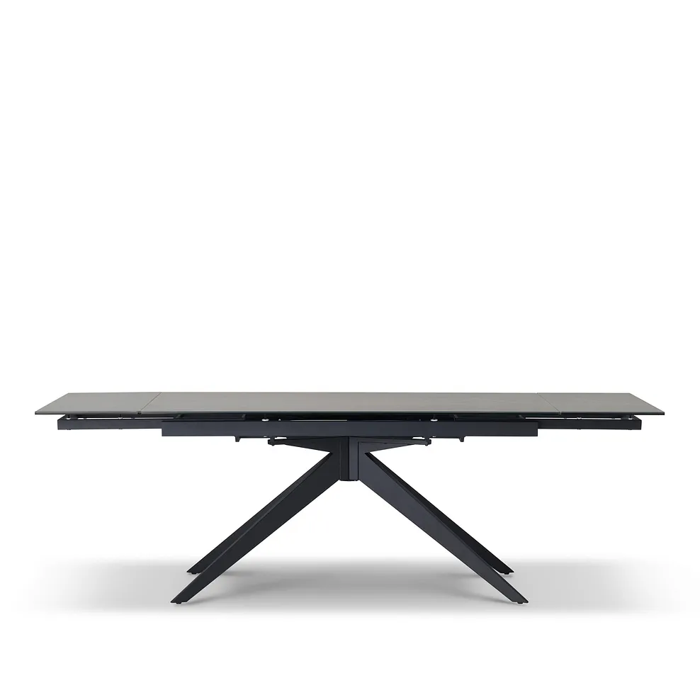 TRENTO Extending Dining Table with 6 Chairs Grey Ceramic - Image 8