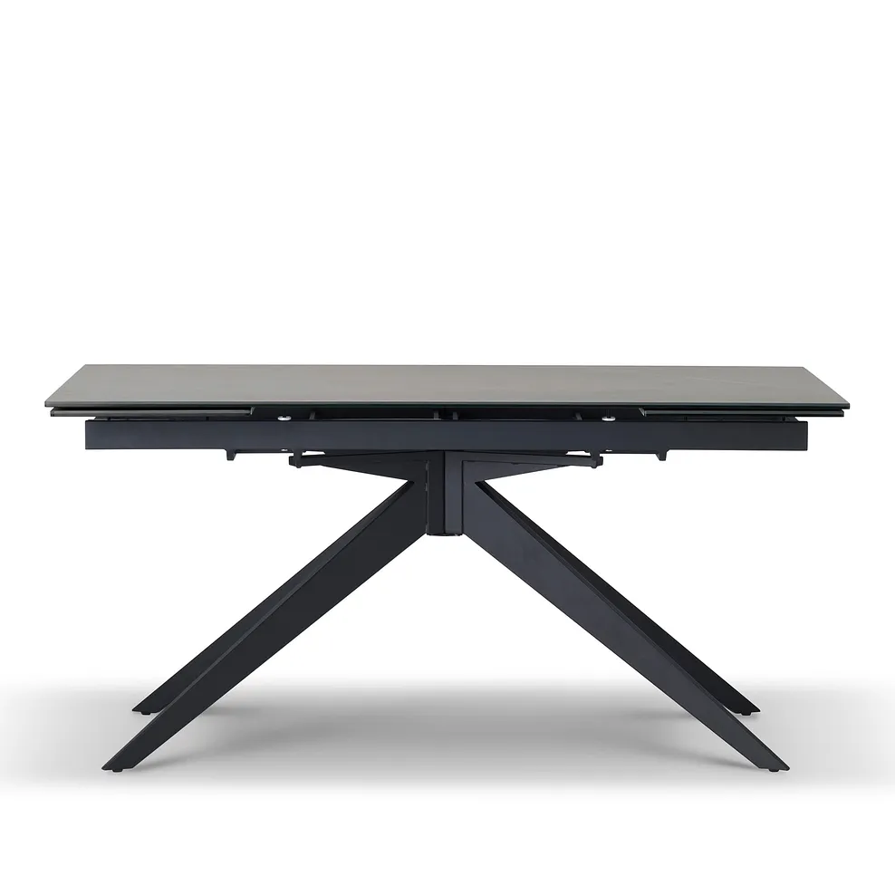 TRENTO Extending Dining Table with 6 Chairs Grey Ceramic - Image 7