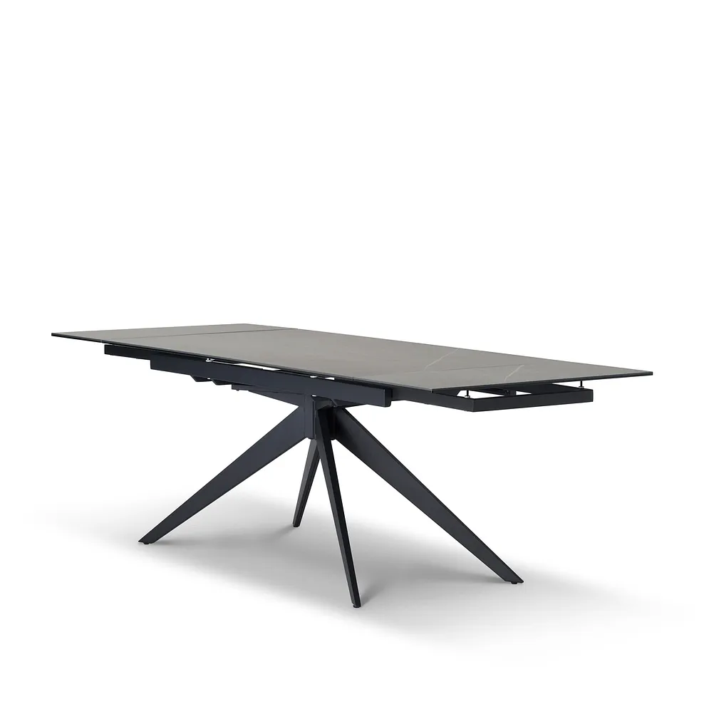 TRENTO Extending Dining Table with 6 Chairs Grey Ceramic - Image 6