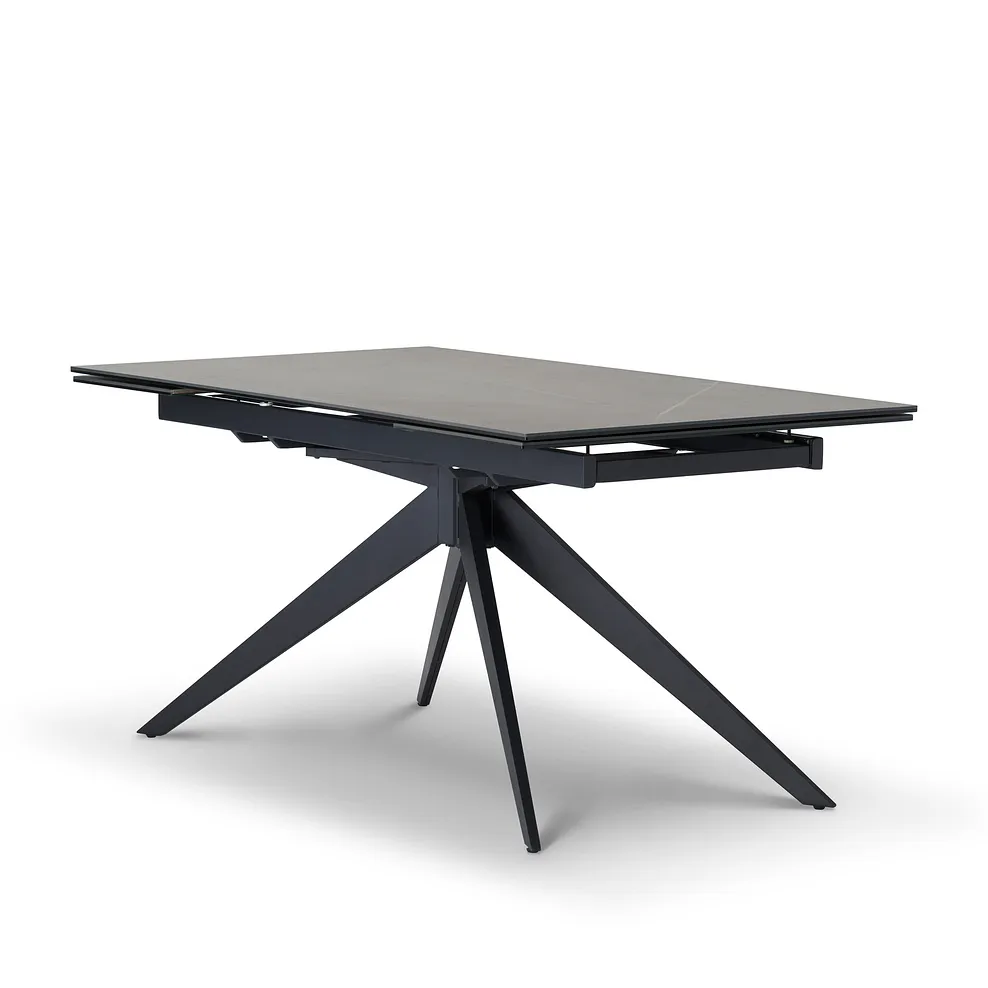 TRENTO Extending Dining Table with 6 Chairs Grey Ceramic - Image 5