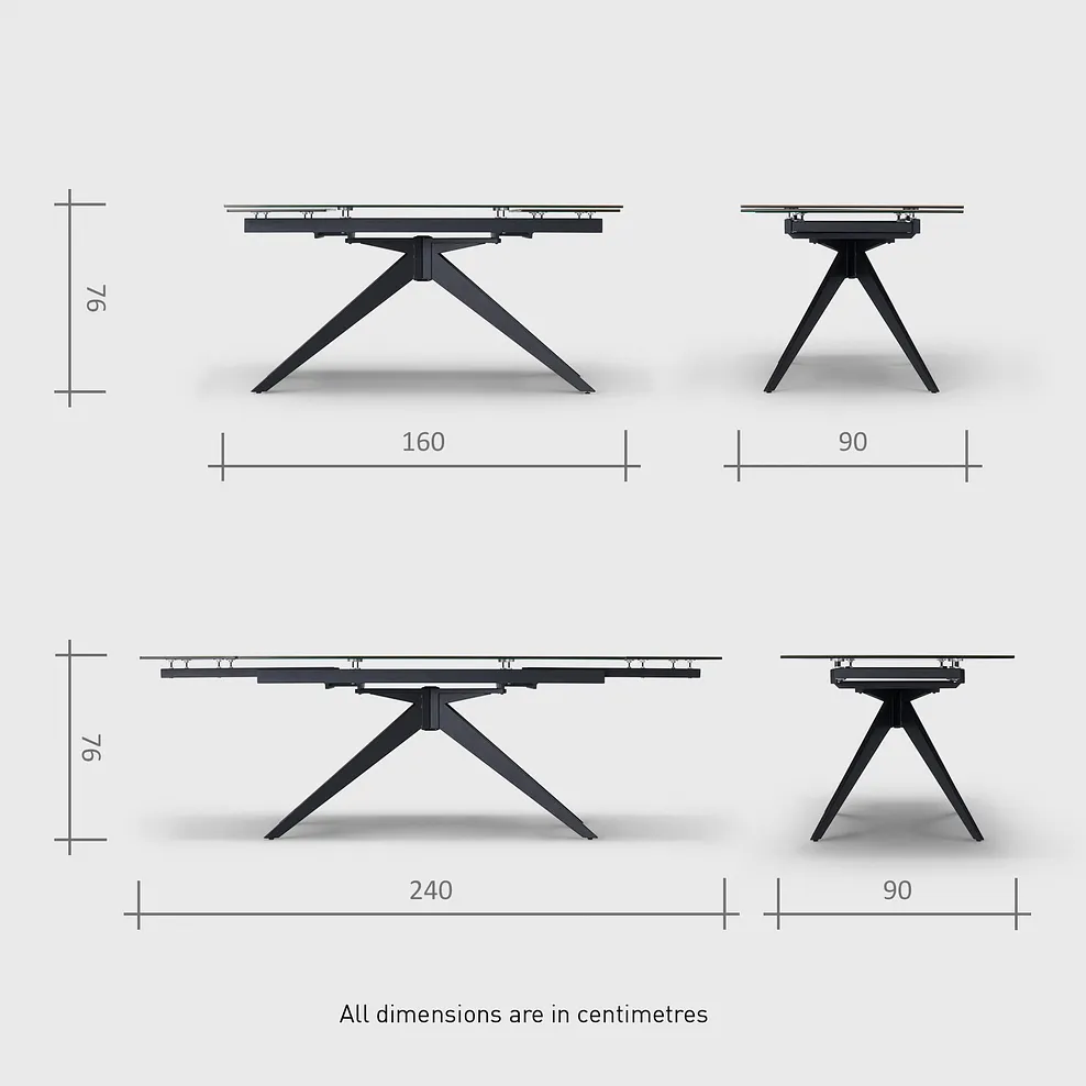 TRENTO Extending Dining Table with 6 Chairs Grey Ceramic - Image 12