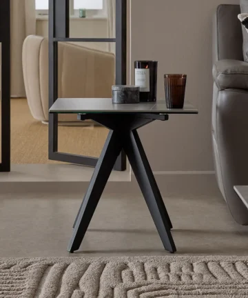 TRENTO Side Table Grey Ceramic and Black Metal