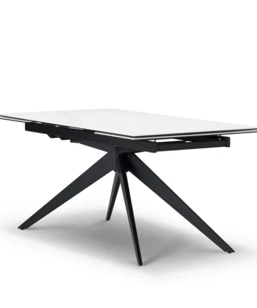 TRENTO Extending Dining Table with 4 Chairs White Ceramic