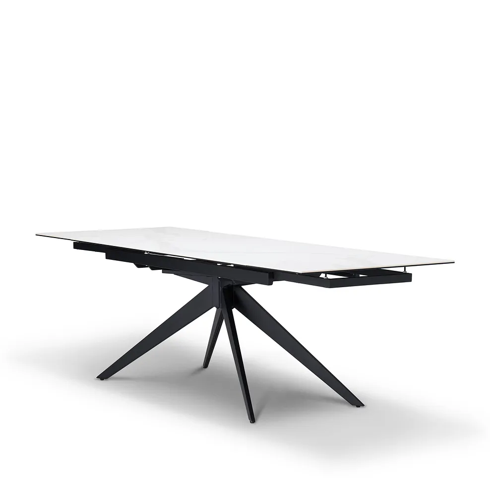 TRENTO Extending Dining Table with 6 Chairs White Ceramic - Image 4