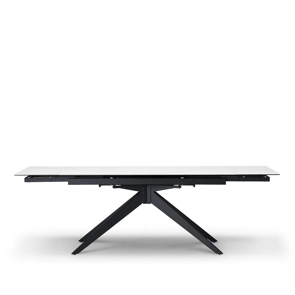 TRENTO Extending Dining Table with 6 Chairs White Ceramic - Image 6