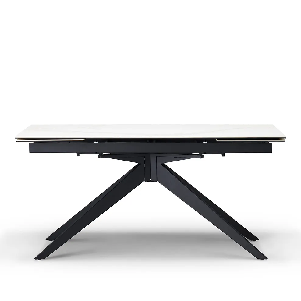 TRENTO Extending Dining Table with 6 Chairs White Ceramic - Image 5