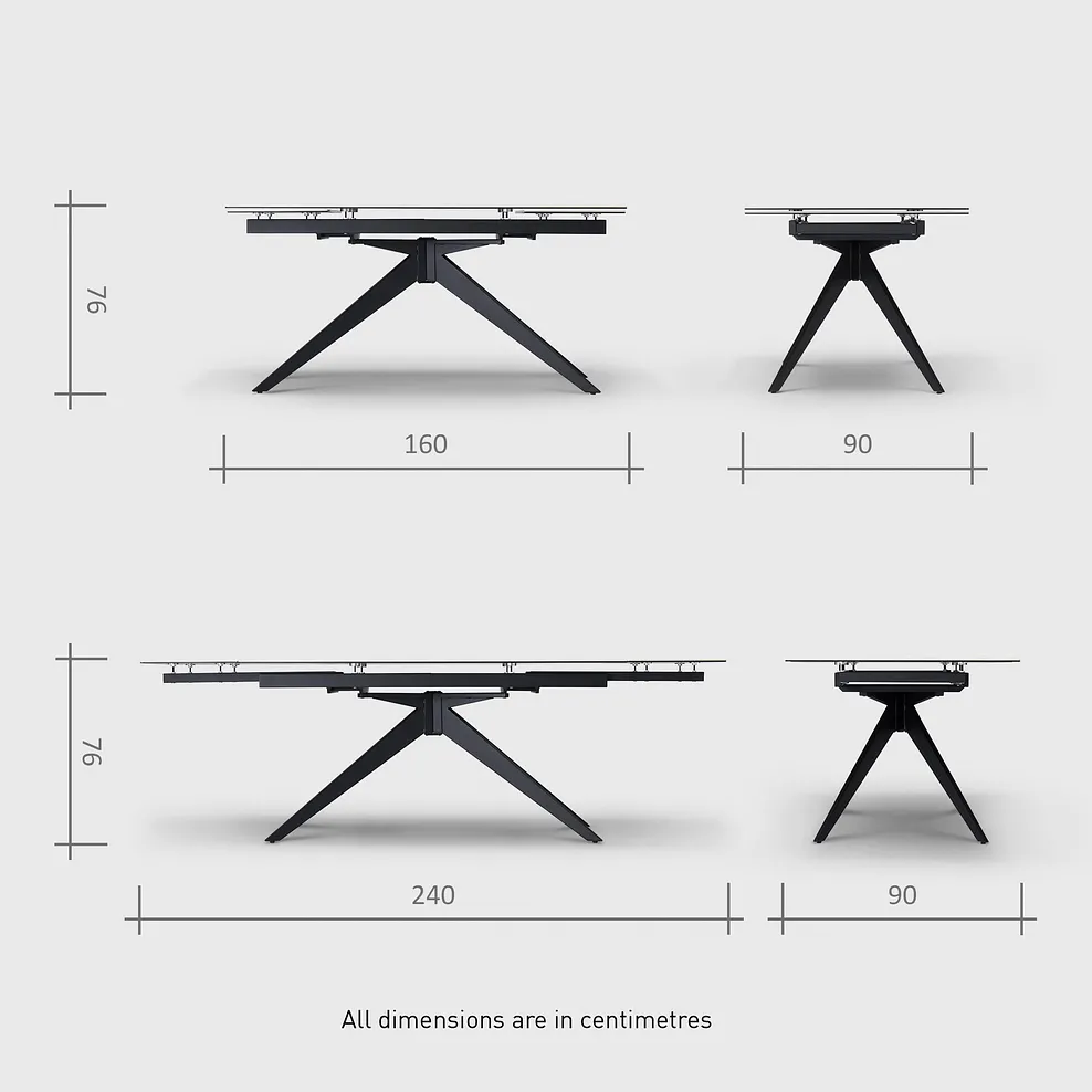 TRENTO Extending Dining Table with 6 Chairs White Ceramic - Image 14