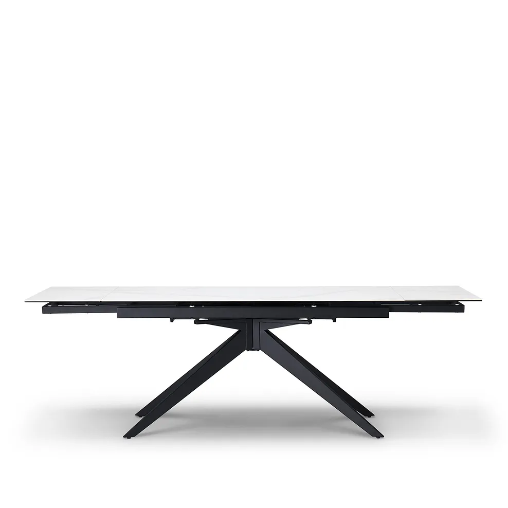 TRENTO Extending Dining Table with 6 Chairs White Ceramic - Image 6