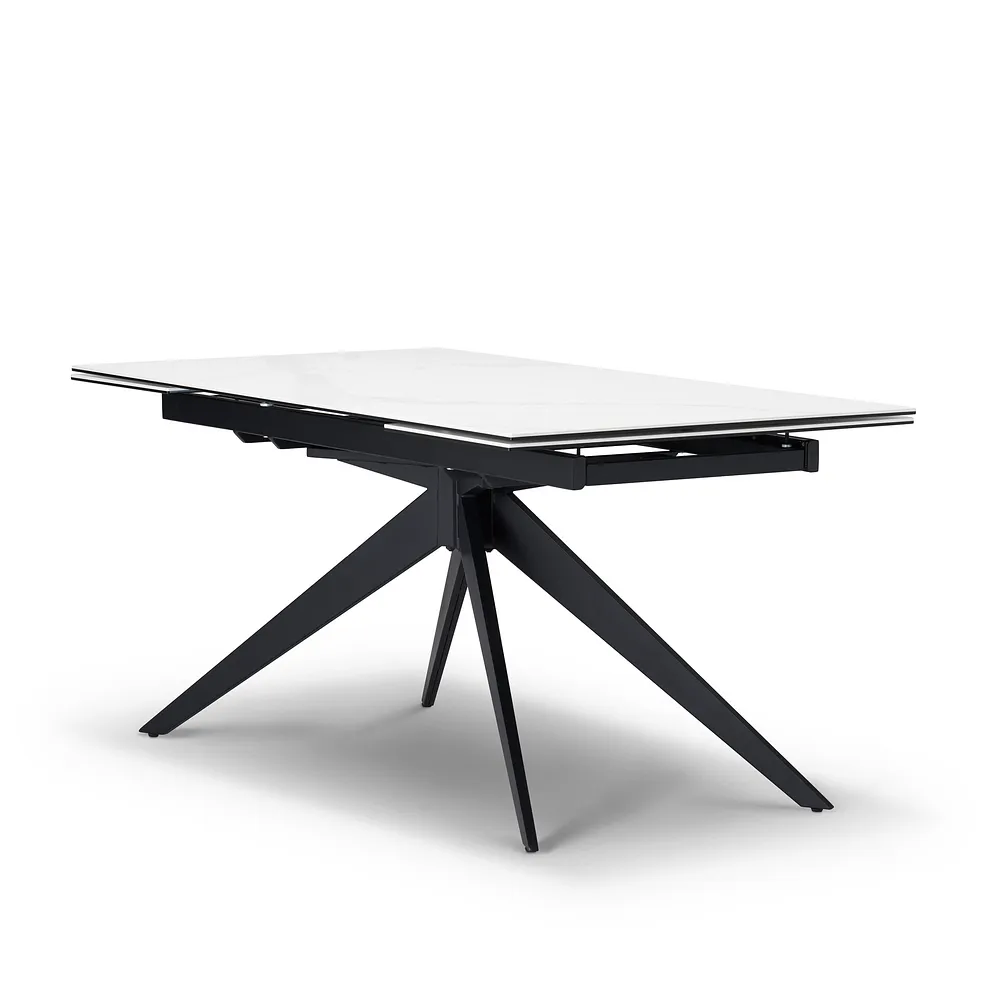 TRENTO Extending Dining Table with 6 Chairs White Ceramic - Image 3