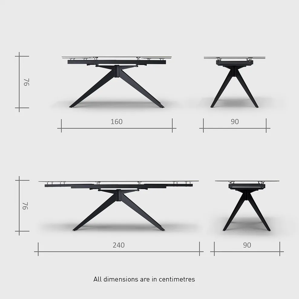 TRENTO Extending Dining Table with 6 Chairs White Ceramic - Image 15