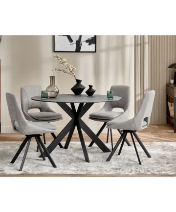 VENICE Dining Table with 4 Chairs Grey Ceramic