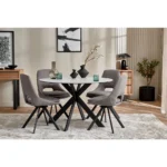 VENICE Dining Table with 4 Chairs White Ceramic