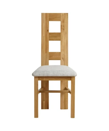 WAVE Plain Grey Fabric Dining Chair Natural Solid Oak