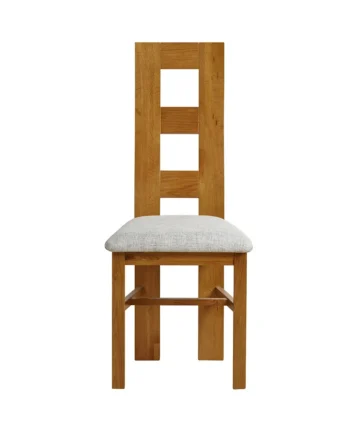 WAVE Plain Grey Fabric Dining Chair Rustic Solid Oak