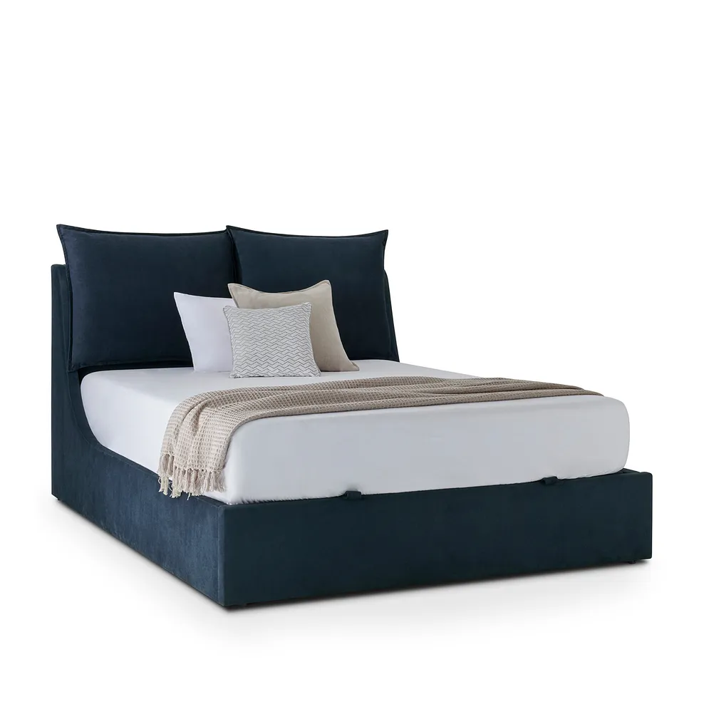 WREN King-size Ottoman Bed Smooth Midnight Fabric - Image 2