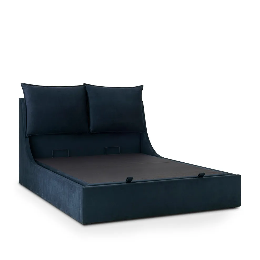 WREN King-size Ottoman Bed Smooth Midnight Fabric - Image 7