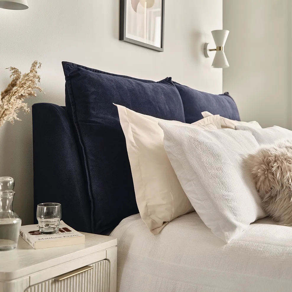 WREN King-size Ottoman Bed Smooth Midnight Fabric - Image 6