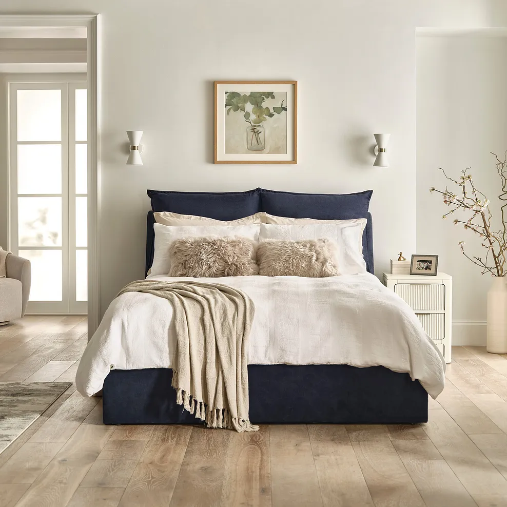 WREN King-size Ottoman Bed Smooth Midnight Fabric - Image 4