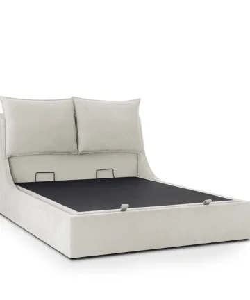 WREN King-size Ottoman Bed Smooth Stone Fabric